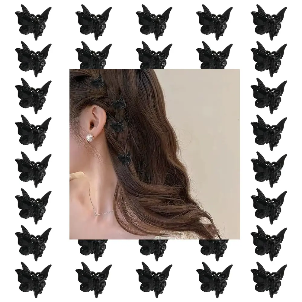 Butterfly Claw Clips for Women & Girls, 40 Pcs Cute Mini Plastic Hair Accessories for Thin and Thick Hair, Female