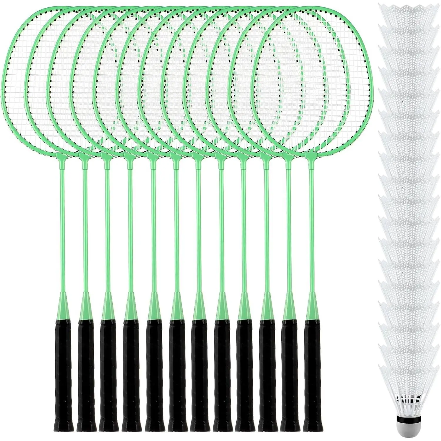 12 Pcs Badminton Rackets Bulk with 18 Nylon Badmintons Shuttle Set for Beginners Advanced Players for Backyard Gym Beach Outdoor