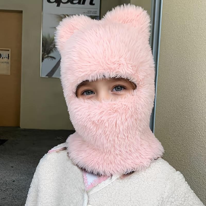 Kids Winter Hat - Thick Warm Beanie with Cute Bear Ears, Soft Pink/Black/Gray/White/Blue/Red/, Lightweight Cold Weather Hat for Boys & Girls Ages 3-6, Easy Hand Wash Care for Outdoor, School, Travel, Everyday Winter Wear - Ideal Birthday or Christmas Gift