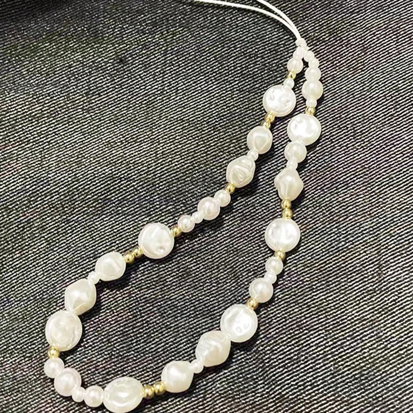 Faux Pearl Decor Beaded Phone Chain, Anti-lost Phone Lanyard, Fashion Phone Strap for Women & Girls, Phone Strap Holder, Mobile Phone Decoration Accessories, Charms