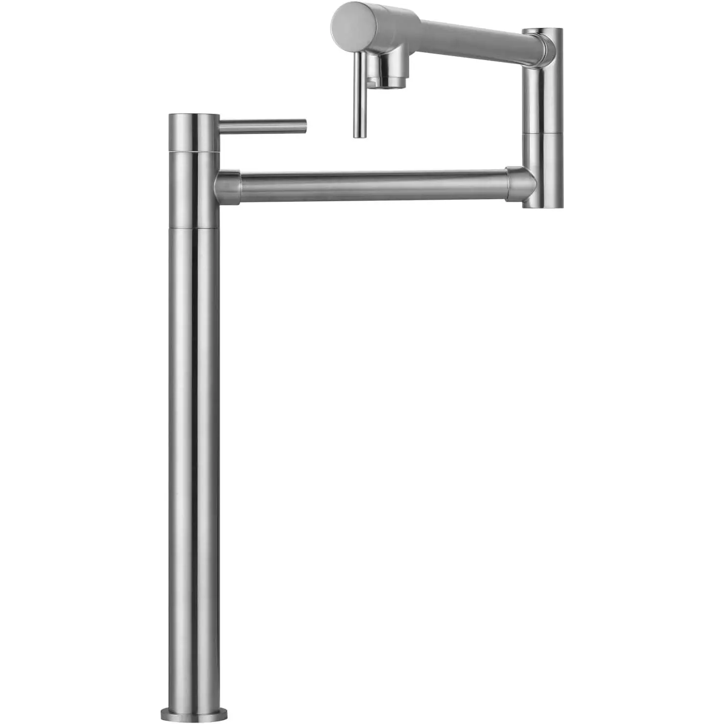 Pot Filler Faucet Deck Mount Over Stove, Solid Brass Pot Filler Brushed Nickel Kitchen Folding Faucet with Stretchable Double Joint Swing Arm (Modern Style, Brushed Nickel)