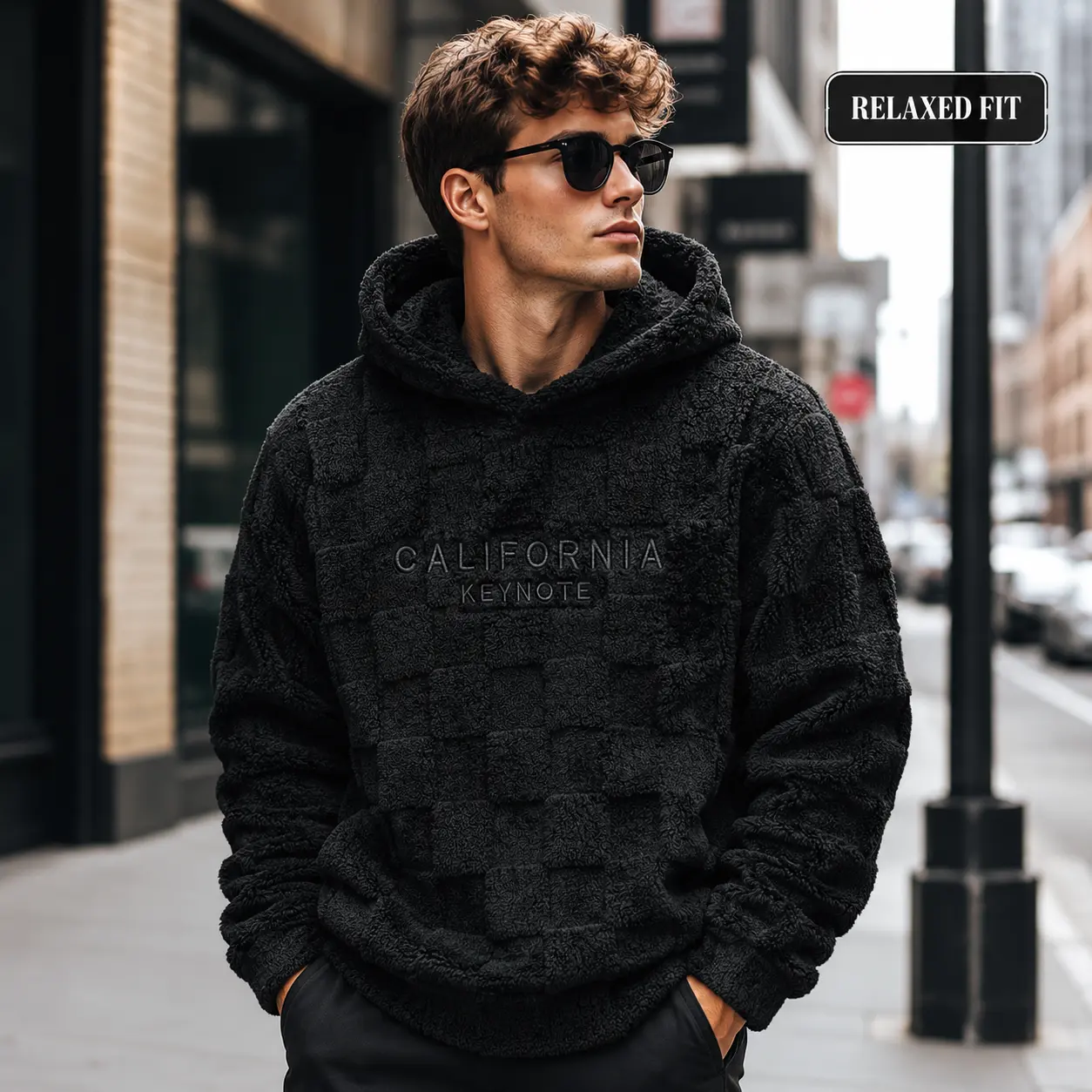 Men's California Keynote Embroidered Pullover Hoodie Fuzzy Lining Warm Cold Days Fall Relaxed Fit Drop Shoulder Cozy Interior Casual Fabric Christmas Embroidery Machine Washable Stretch Sweatshirts