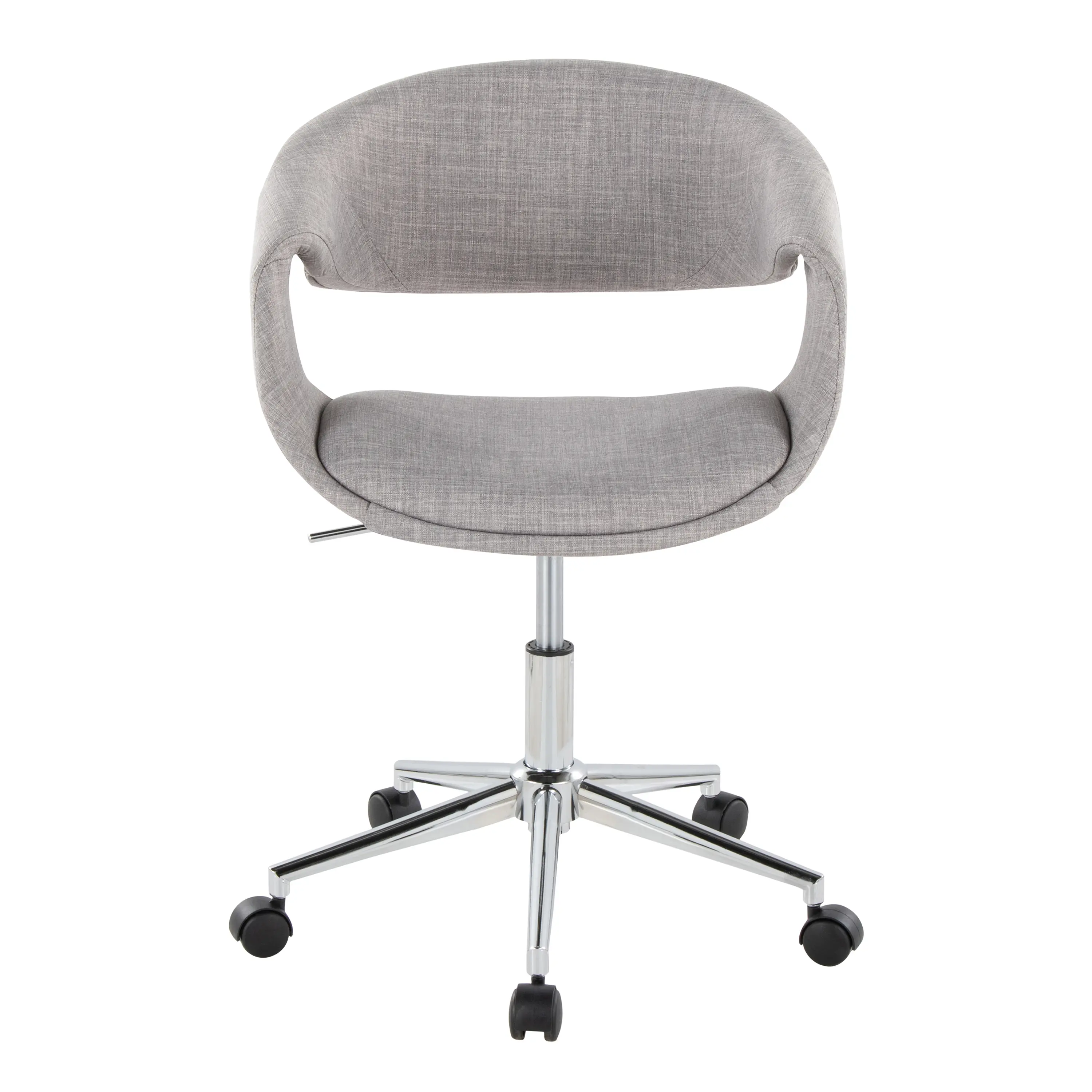 ARCH Task Chair with Chrome Metal Frame and Grey Fabric Upholstery, Ergonomic Office Desk Chair for Home Office, Study, or Workspace, Modern Swivel Adjustable Seat, Single Unit, Dining Room Chairs for Kitchen, Dining Room, Living Room