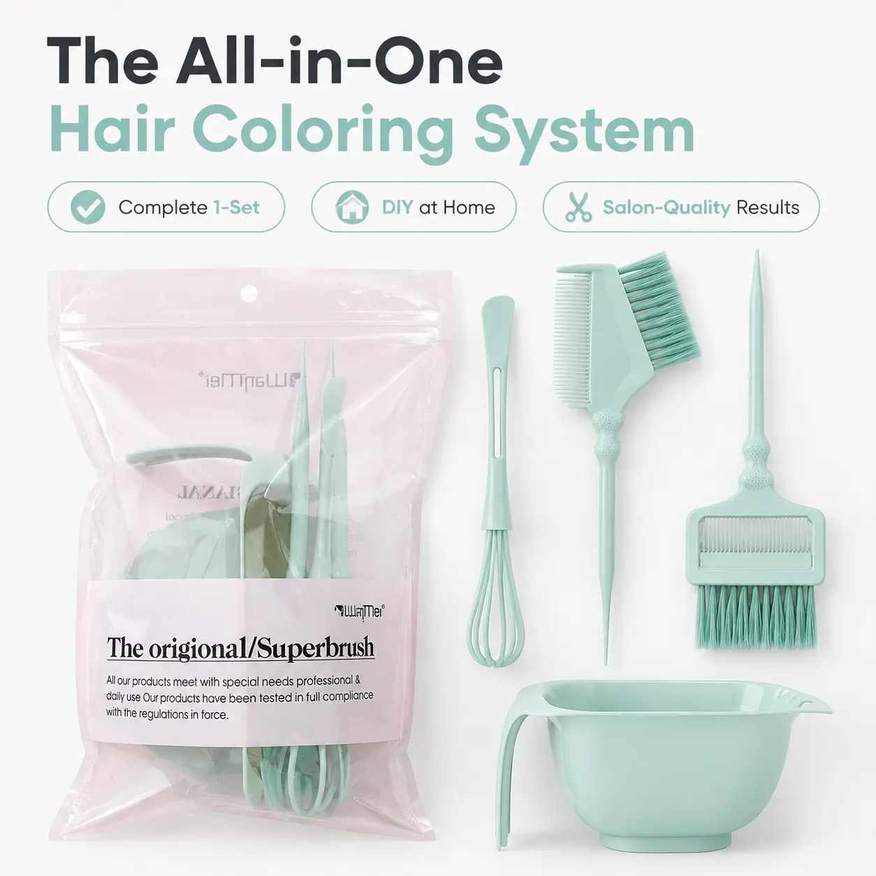Home Salon Two-In-One Hair Dye Tool Set, Mixing Bowl, Coloring Brush, Integrated Dye Comb, Highlight Comb, Personal DIY Hair Dye and Conditioning Tools