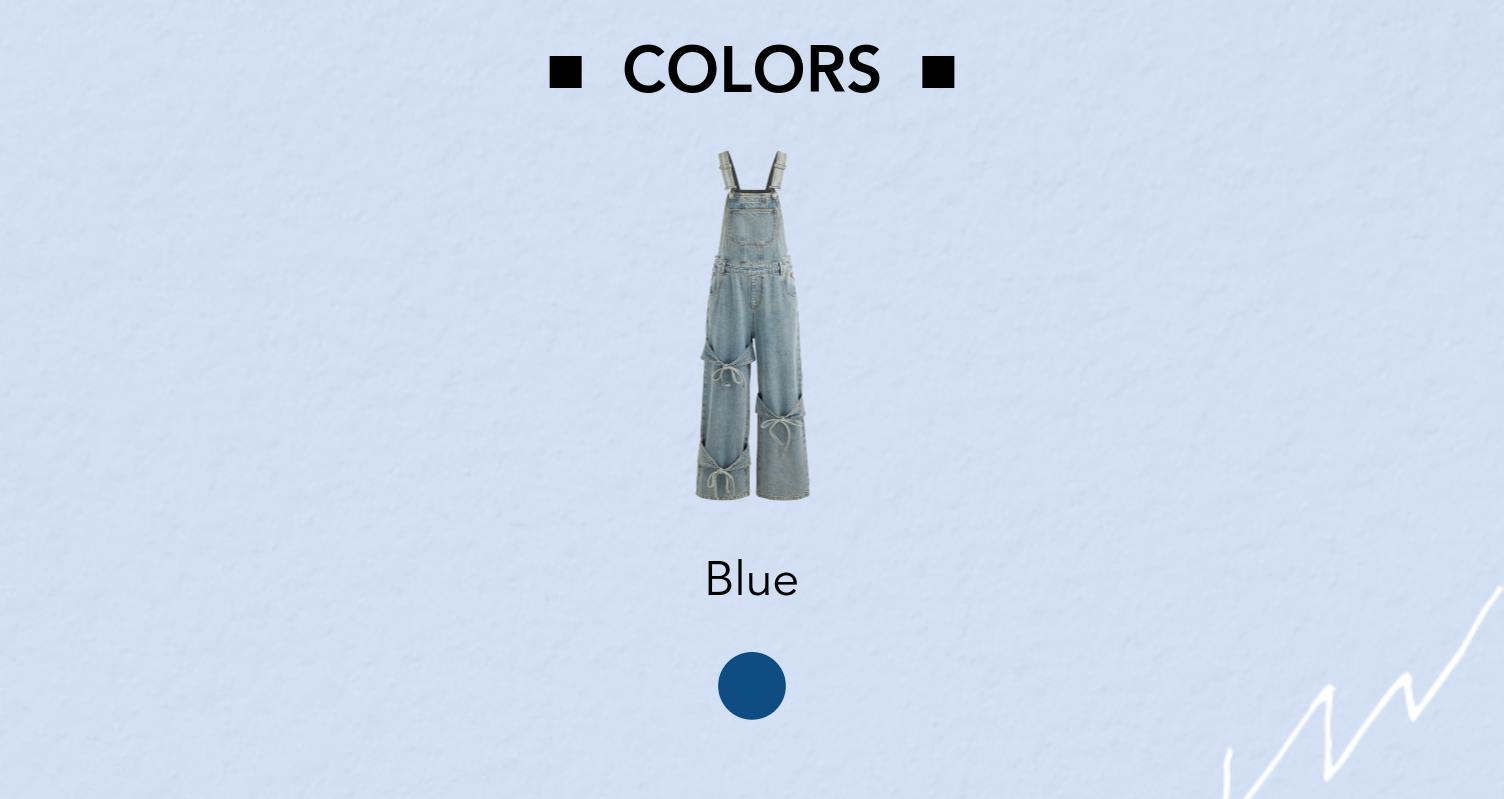 Cider [2 colors, size 0-24] Denim Bowknot Buckle Up Pocket Wide Leg Jumpsuit