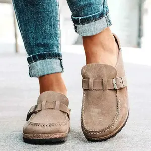 2026 New Summer British-Style Belt Buckle Mule Slippers