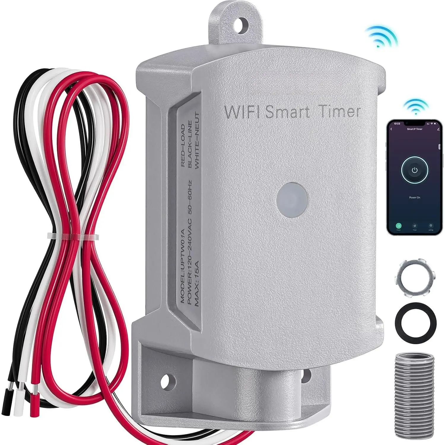 15 AMP WiFi  Timer  for Outdoor Electrical Boxes | 120V WiFi Pool Timer, for  Outlet Junction Box, Pool Light, Driveway Lighting,  System, Holiday Decorations