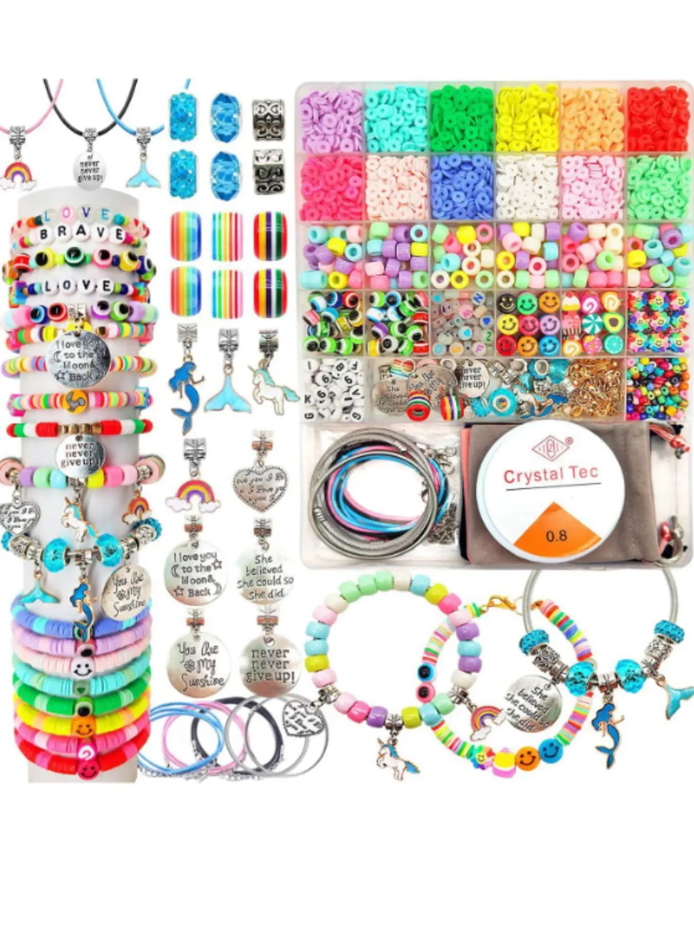 3400pcs Polymer Clay Bead Jewelry Making Kit, DIY Bracelet Necklace Earring Accessories, Creative Home Design, Cute Bracelet Gift