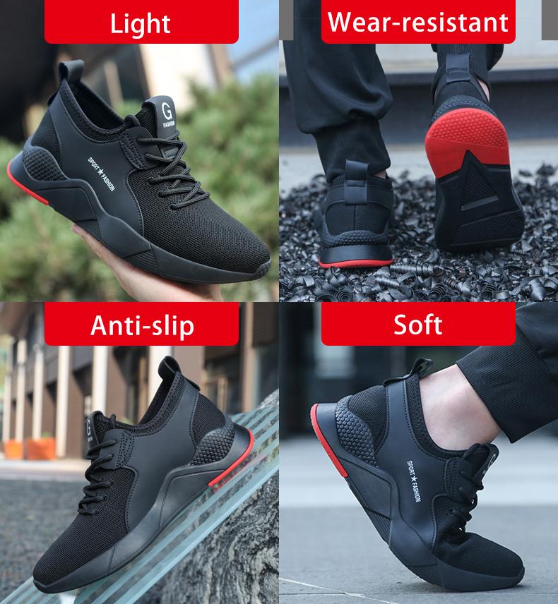 Steel Toe Work Safety Shoes  Work Sneakers Breathable Lightweight Indestructible Shoes Men Safety Shoes