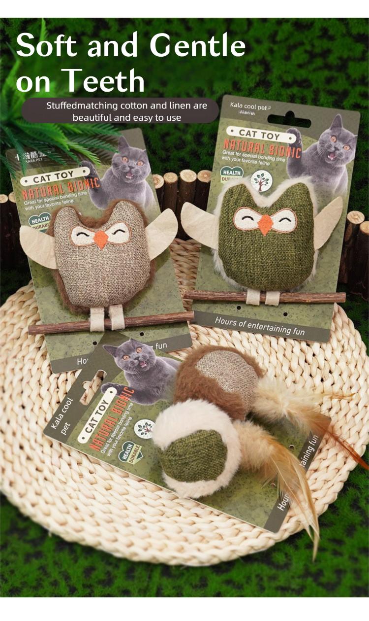 Cat Self-Play Toy with Catnip & Silvervine – Feather Teaser, Dental Chew Stick, Interactive Boredom Buster for Indoor Cats