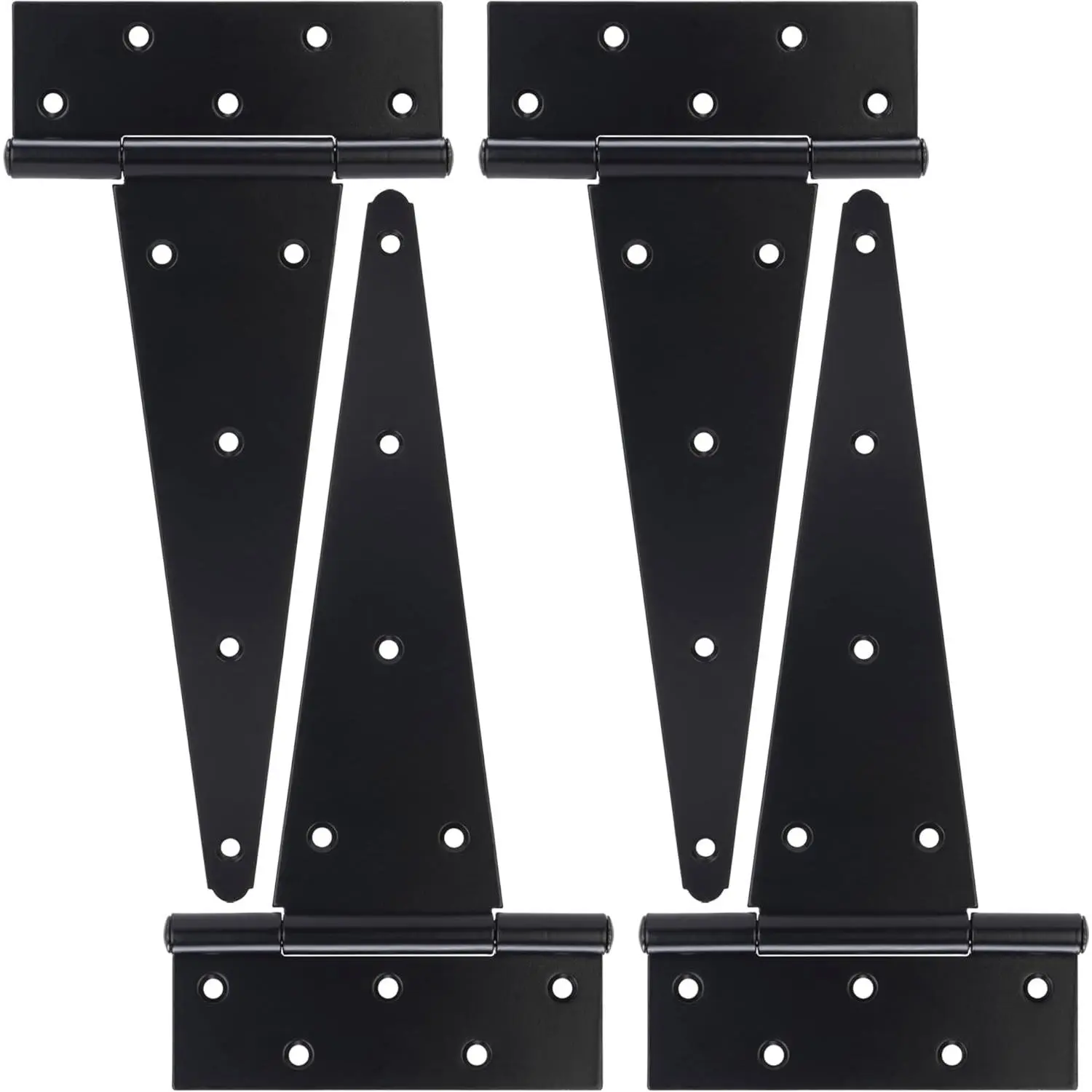 12 Inch T-Strap Gate Hinges, Heavy Duty Shed Door Hinges, Black Tee Hinges for Wooden Fences, Yard Gates, Rustproof Wrought Iron Hardware, 4 Pack
