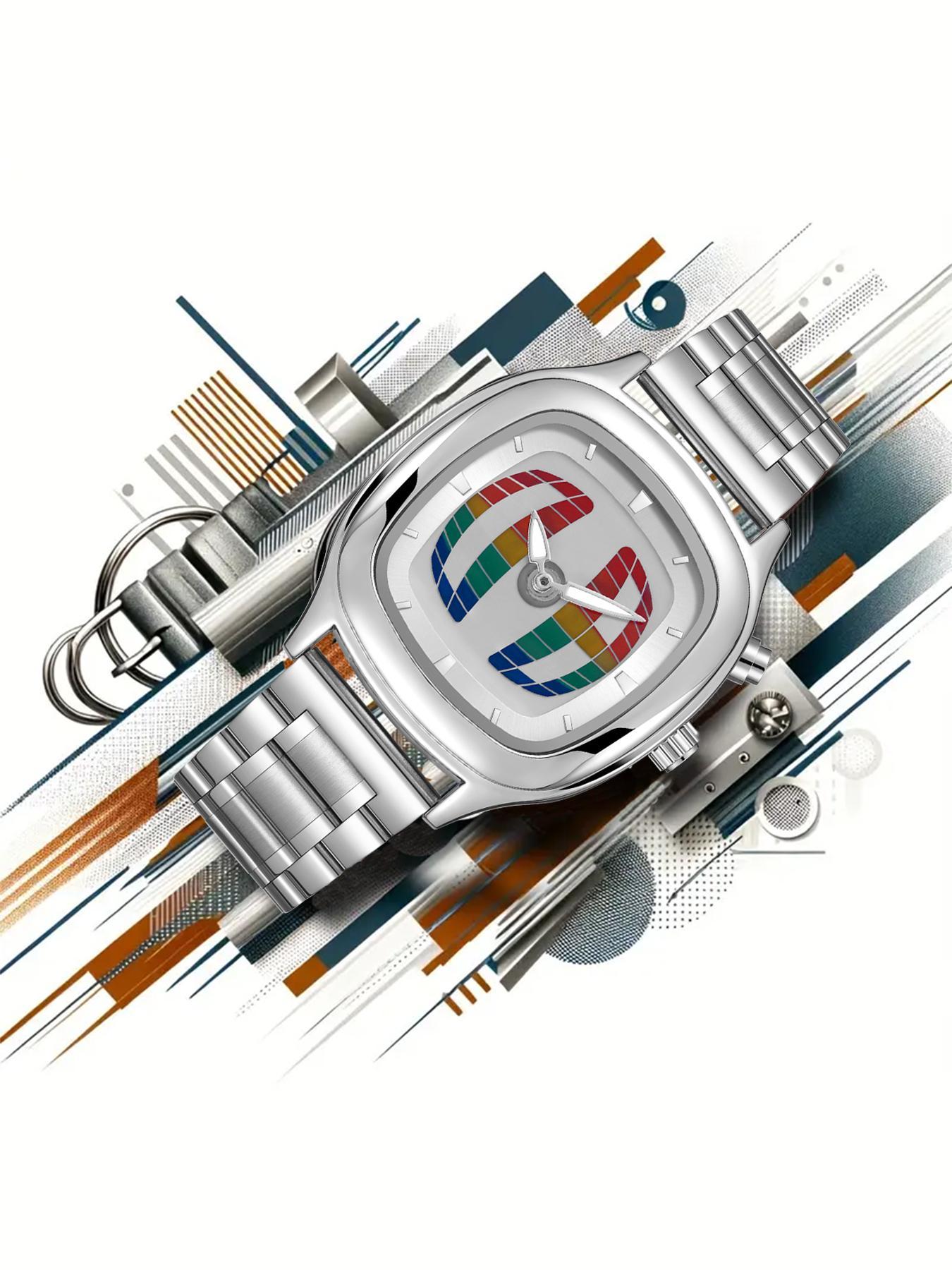 Men's Quartz Watch, Dual Battery Dual Movement Electronic Screen, Waterproof Luminous Fashion Business Stainless Steel Wristwatch Business Fashion Watches