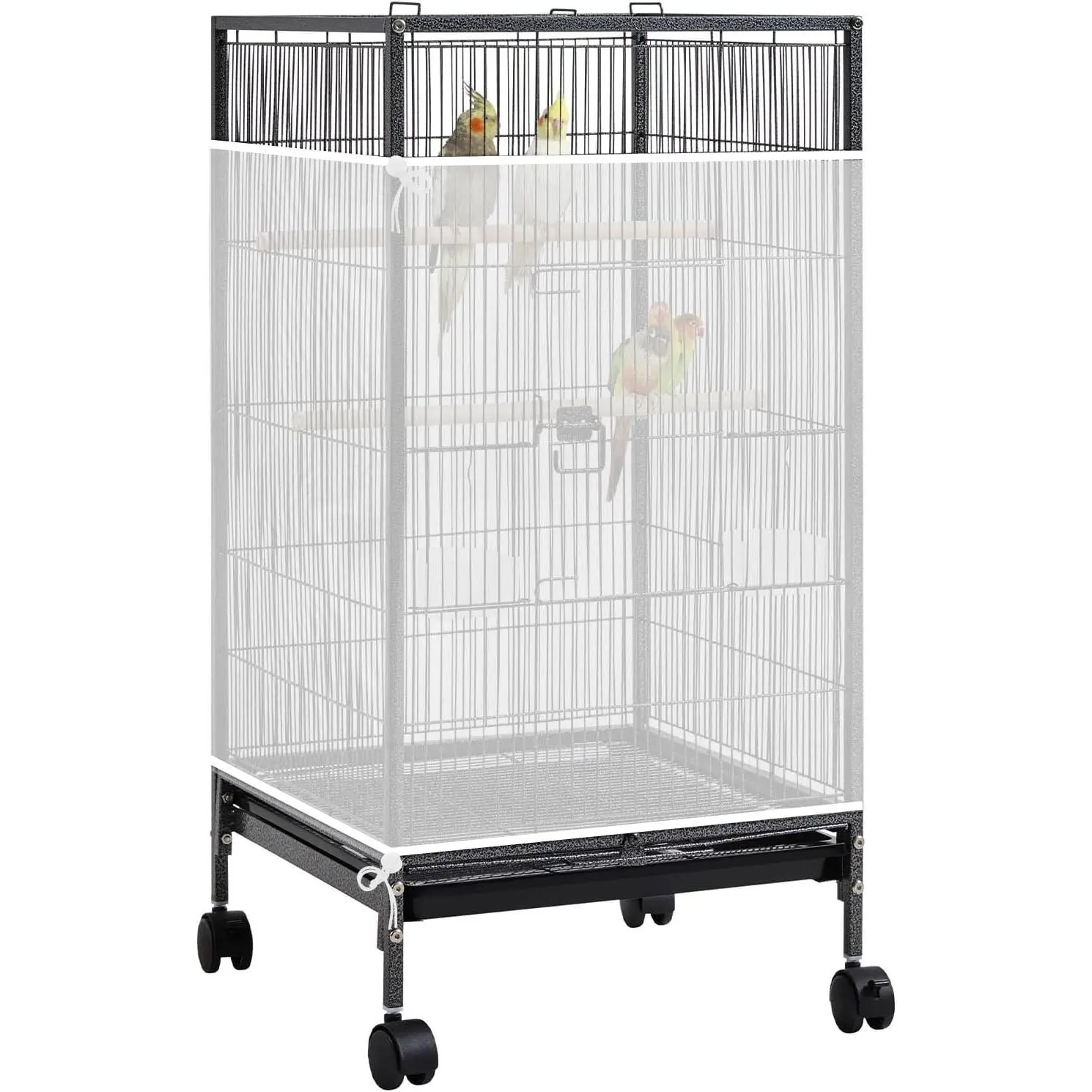 Large Bird Cage Seed Catcher, 31 x 118 inches Adjustable Large Bird Cage Cover Elastic Band Mesh Cages Cover Skirt Nylon Mesh for Parakeet Parrot Cages