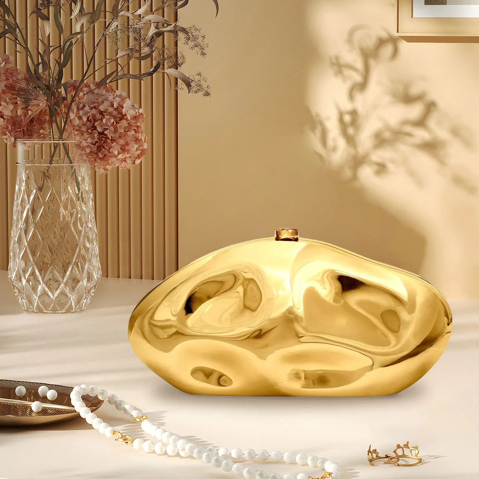 Acrylic Evening Bags,Acrylic Clutch Purse for Women Evening Bag Irregular Shell Handbag Wedding Party Prom with Chain