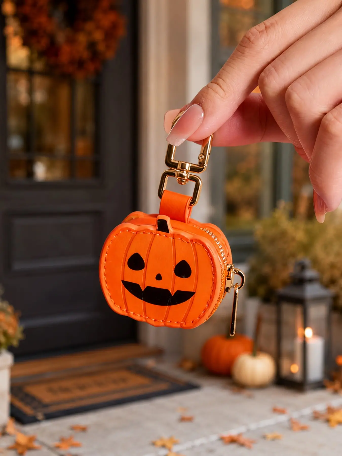 Halloween Pumpkin Bag Charm, Mini Coin Purse Keychain, Cute Handbag & Backpack Accessory for Women, Bag Accessories Charms