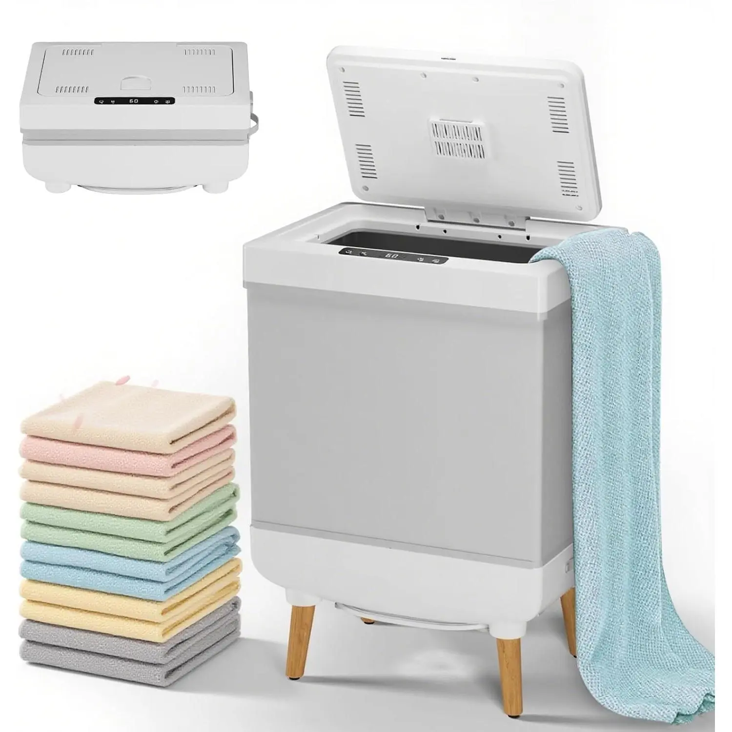 Garvee Portable Electric Towel Warmer Bucket, 20L Towel Heater & Hot Air Dryer - Heat/Dry Modes, 600W - LED Display, Timer & Auto Shut-Off - Compact for Bathroom/Home/Spa