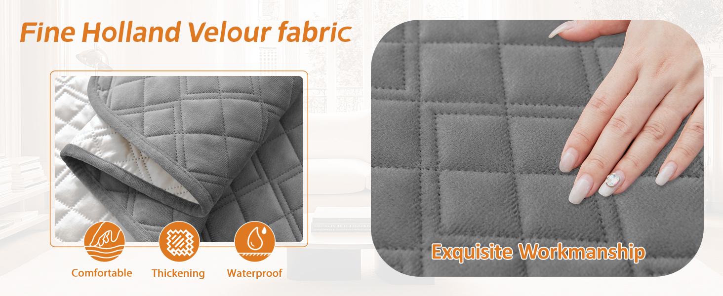 Waterproof Corner Sectional Couch Covers for Dogs Pet L Shape Sofa Cover Washable Velvet Large Couch Cushion Protector for Sectional Sofa Non Slip U Slipcovers (Dark Grey, X-Large)