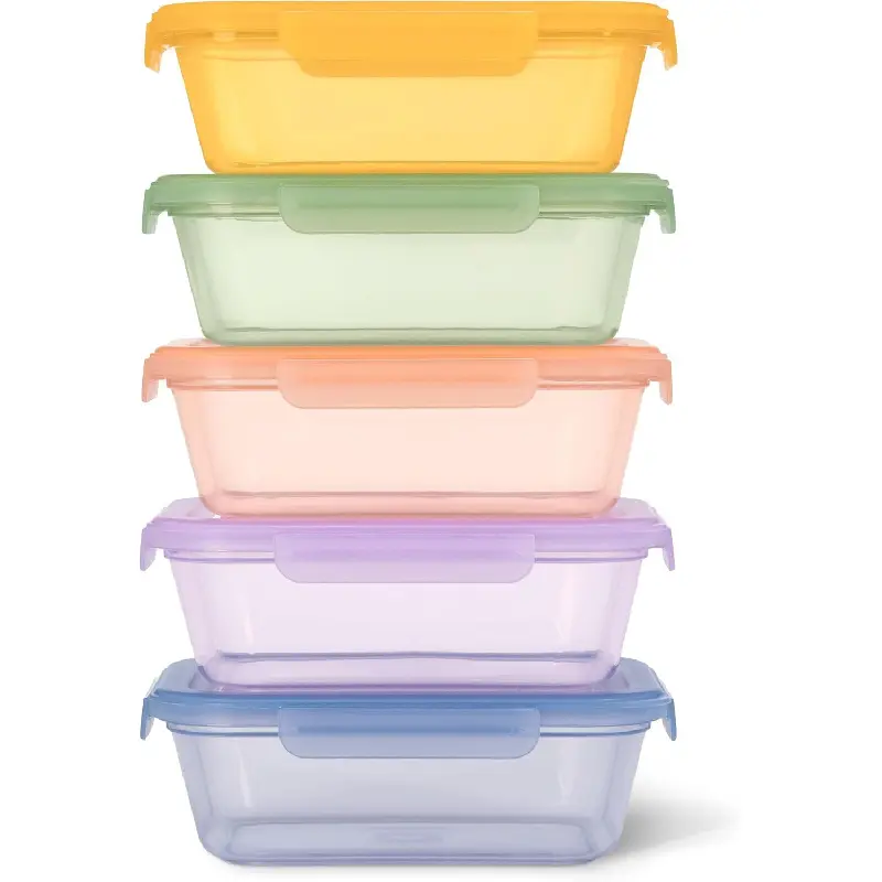 10-Piece 4.5 Cup Plastic Meal Prep Set, Reusable Food Containers for Healthy Eating, Freezer, Dishwasher Safe, Cactus Bloomskb