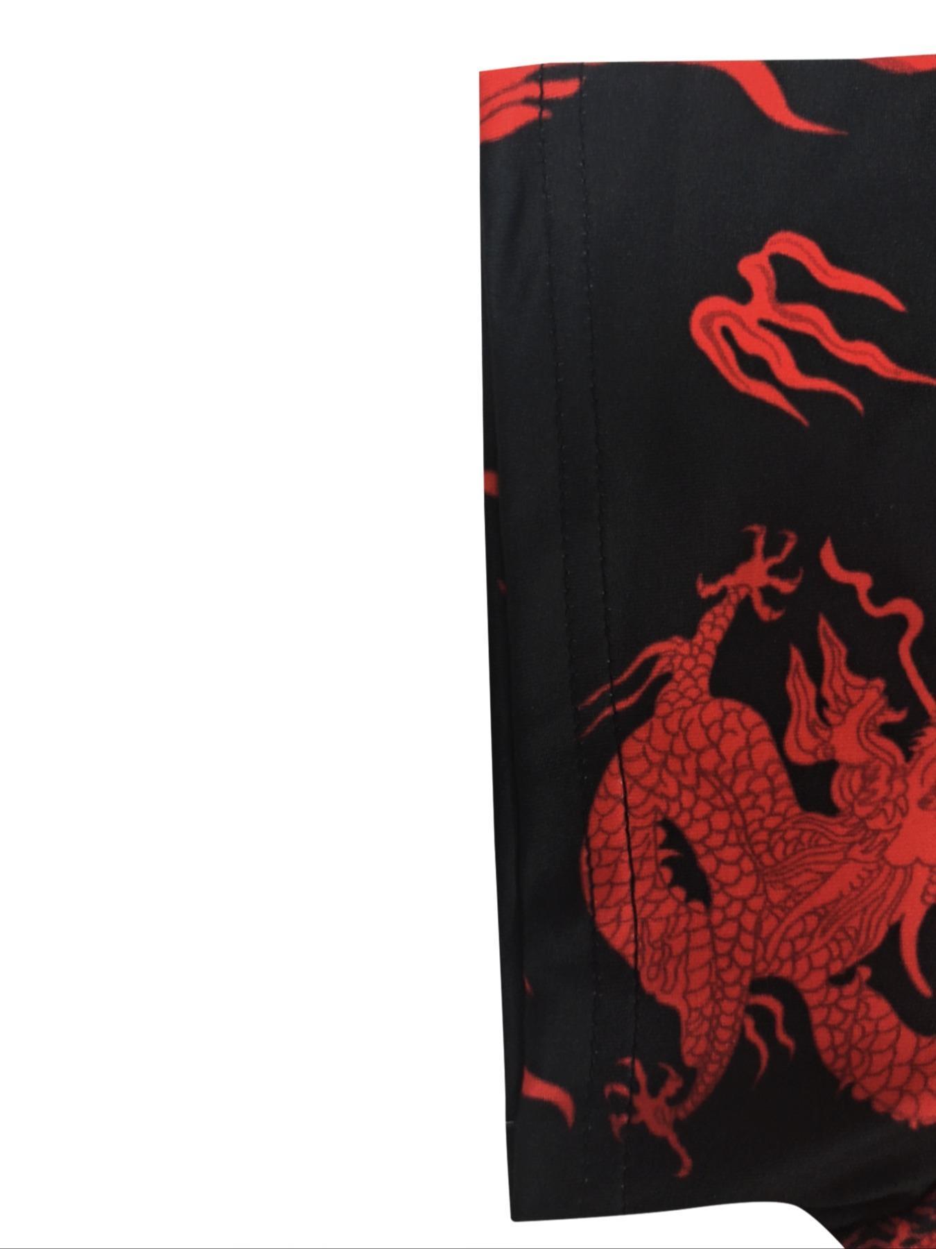 [plus Size] Ethnic Pattern Print Mandarin Collar Bodycon Dress, Short Sleeve Short Dress for Party Holiday Wedding Guest, Women's Clothes for All Seasons, Formal Dress Hides Tummy, Dresses For Wedding, Polyester Dress