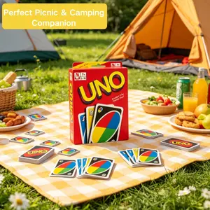 UNO Standard Card Game, Family Fun Game, Durable 112-Card Deck for Parties, Camping, and Family Gatherings