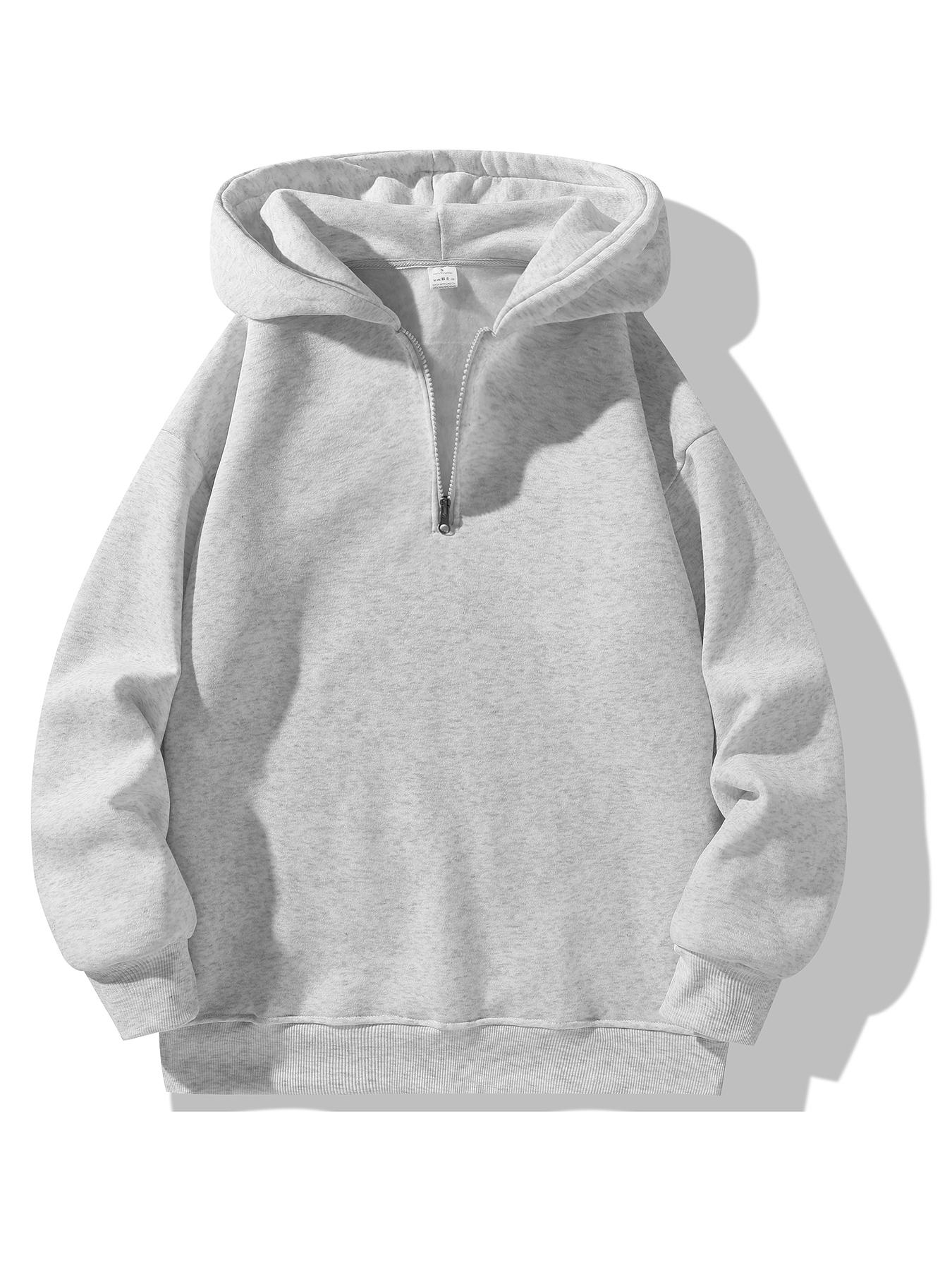 Men's Regular Fit Solid Plain Zip Up Hoodie, Casual Long Sleeve Hooded Sweatshirt for Fall , Men's Fall Clothes for Daily Wear, Classic Menswear Tops