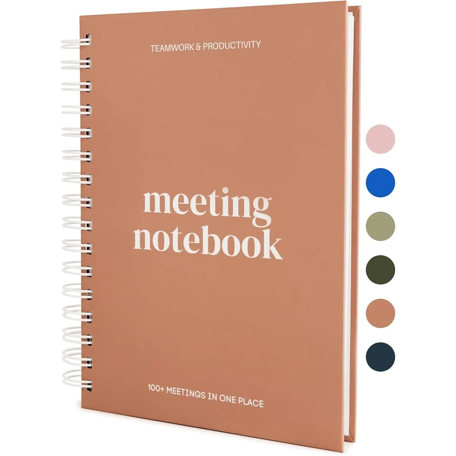 Meeting Notebook for Work Organization–Work Notebook for Note Taking | Meeting Planner & Office Supplies for Men & Women to Stay Organized with 100+ Meeting Pages, Action Items & Project Planning