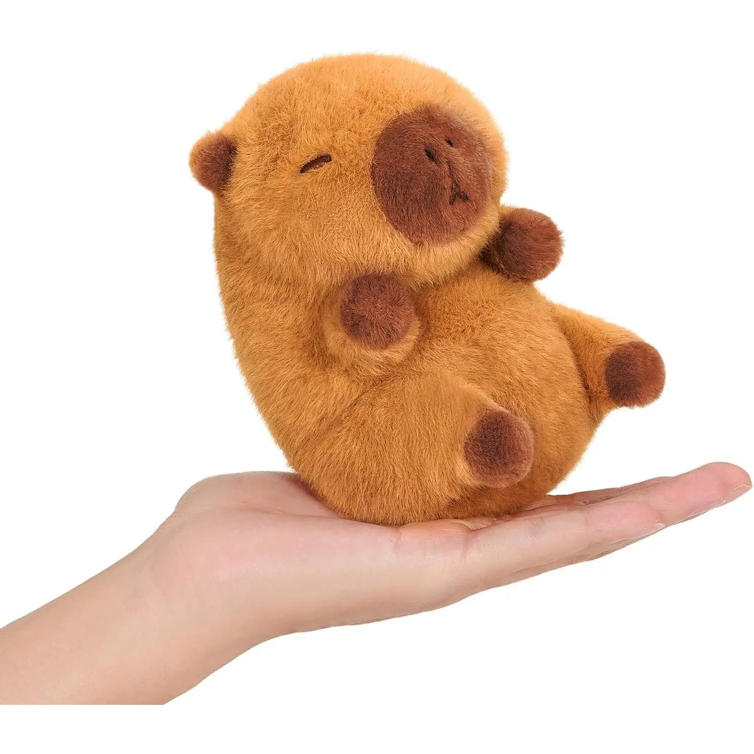 5 in Palm-Sized Brown Capybara Stuffed Animal - Cute Soft Plush Doll, Kids' Gift for Makeup Vanities & Indoor Furniture Decor
