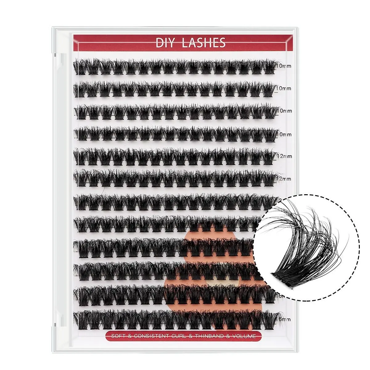 192 Cluster 3D Dramatic Artificial Mink Eyelash Extension - Handmade, Easy to Make at Home, 0.07mm D-Curl, Fluffy Eyelash Clusters Thick Cat Eye Natural Eyelash, Length 10mm-16mm, Reusable, Suitable for Beginners, DIY Cluster Lash
