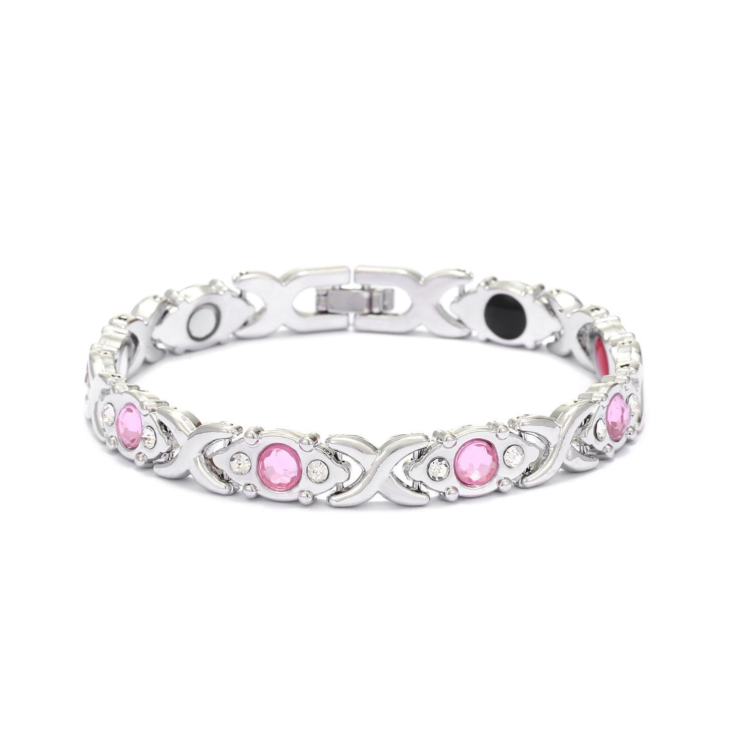 Fashionable Detachable Energy Magnet Bracelet, Eco-friendly Alloy with Diamonds, Adjustable Women's Bracelet