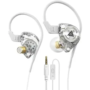 Wired Gaming Earbuds, Ak3file in Ear Monitors, Deep Bass Sound Wired Earbuds, HiFi in Ear Headphones with 1DD 10mm Dynamic Driver, IEM for Music Gaming Video Calling (White)