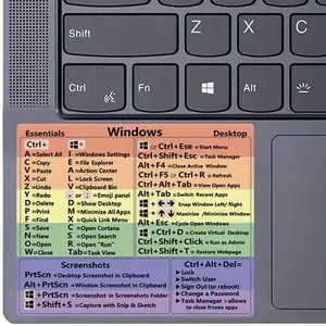 2026 New Colorful Windows Keyboard Shortcut Reference Stickers, Durable Self-Adhesive Keyboard Decal Labels, Practical Office Laptop Computer Accessory