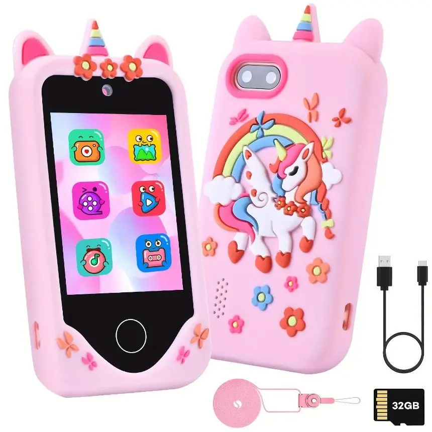 S5 Kids' Gaming Smartphone - HD Camera, Digital Camera, Touch Screen, Unicorn Design, 32GB Card, Fun and Engaging Festive Christmas Gift for Young Gamers