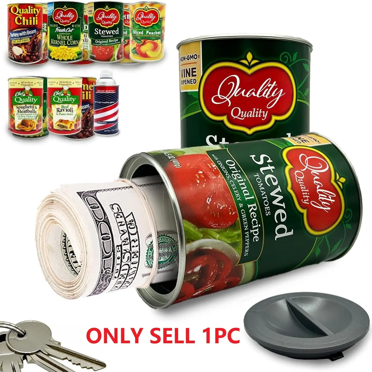 Hidden Safe Compartment Diversion Safe, Secret Stash Hiding Container, Kitchen Cupboard Hide Cash, Metal Storage Jar with Lock, Hidden Safebox