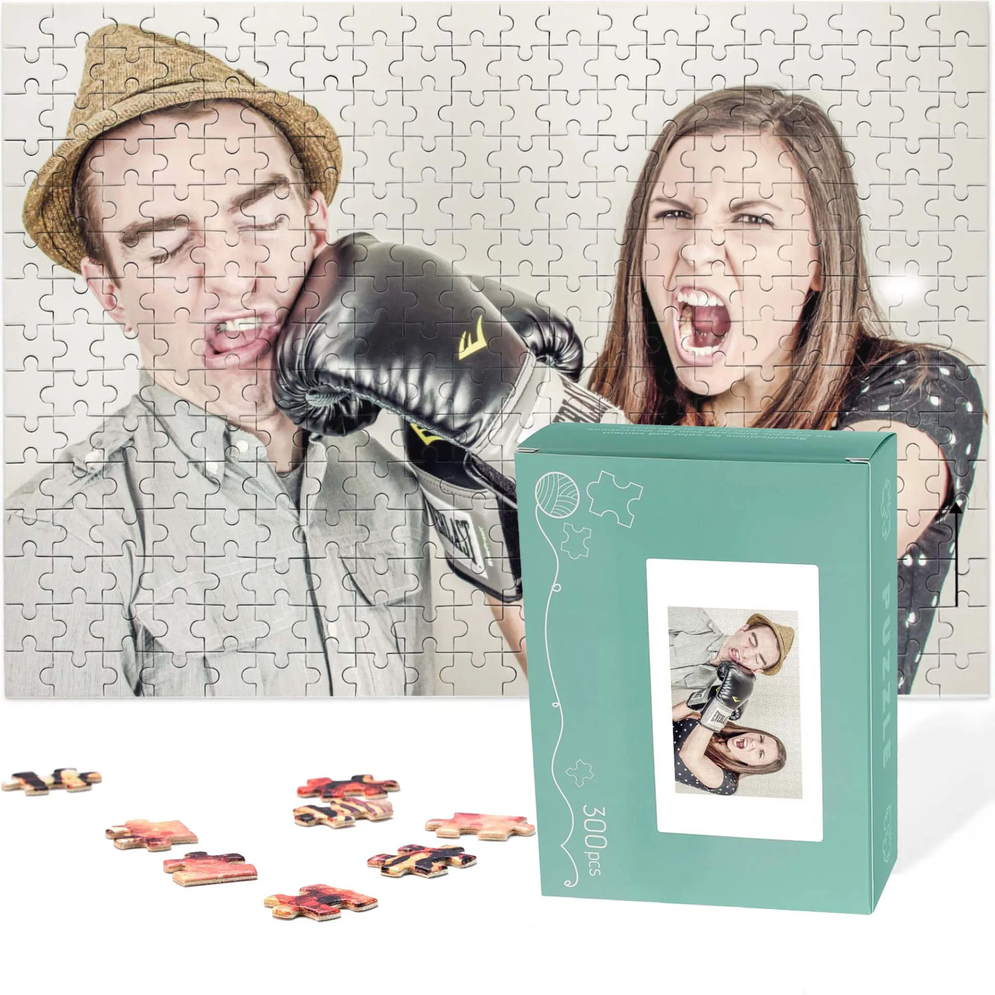 [Unique Gift Idea] Custom Photo Wooden Jigsaw Puzzle, 1000/500/300 Pieces, Birthday Gifts for BF, Festive & Party Supplies for Family Wedding