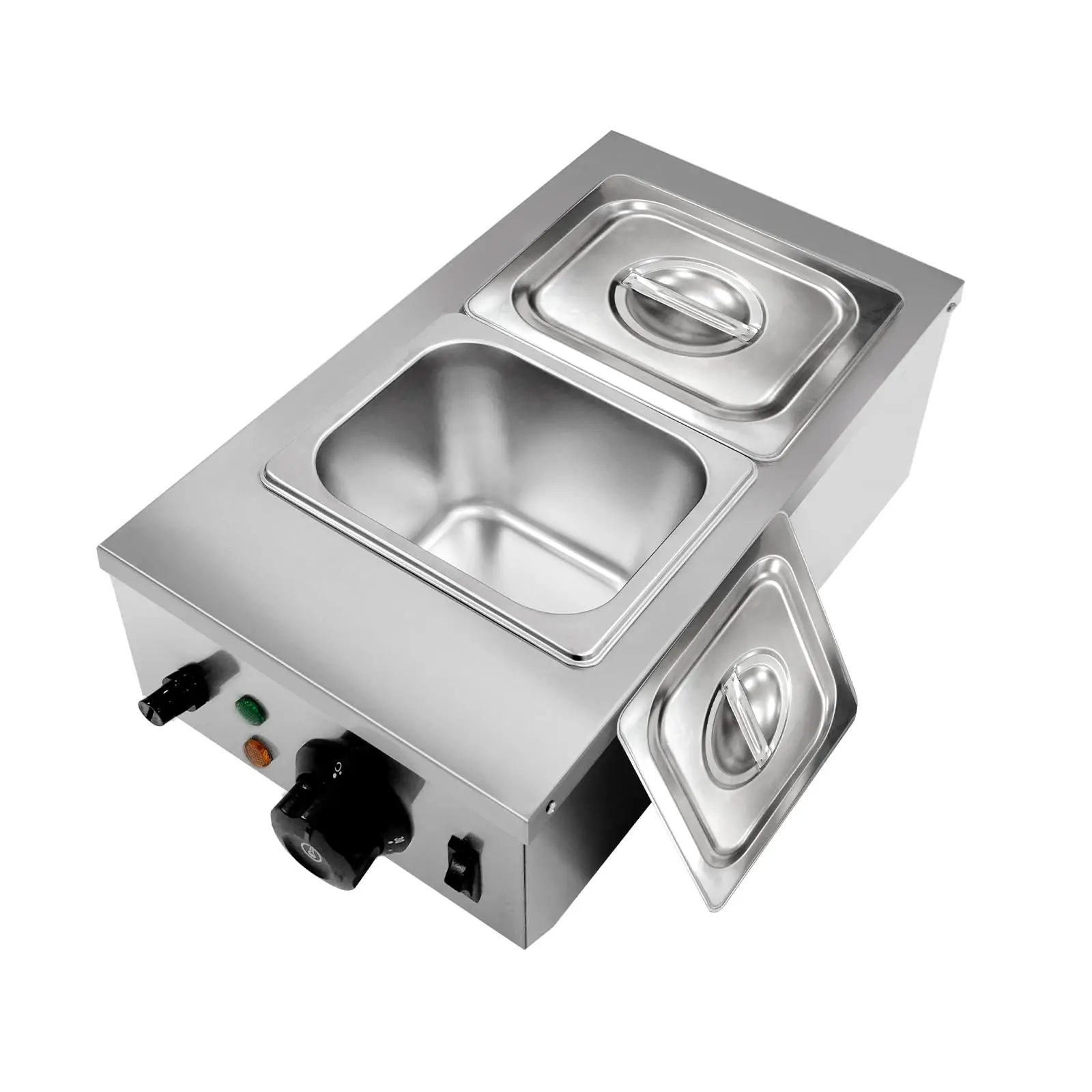 Garvee Commercial Chocolate Tempering Machine with Multiple Tanks, Stainless Steel Electric Melting Pot for Chocolate, Cheese, and Coffee, Featuring Temperature Limiter and Lid, Available in 800W and 1200W Options