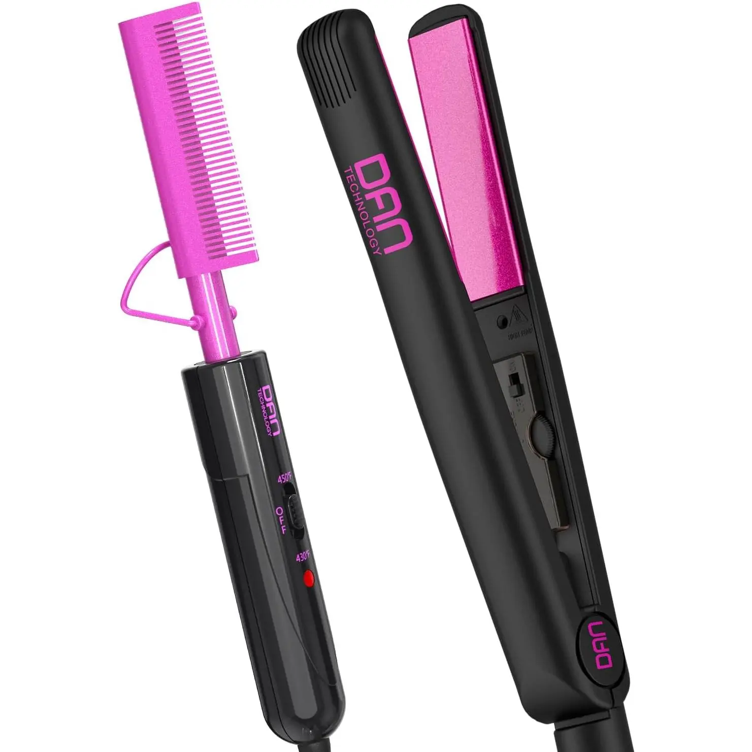 Dual-Function Hair Styling Tool - 2-in-1 Hot Comb and Flat Iron, Smoothing Straightener for Black Women's Hair and Wigs