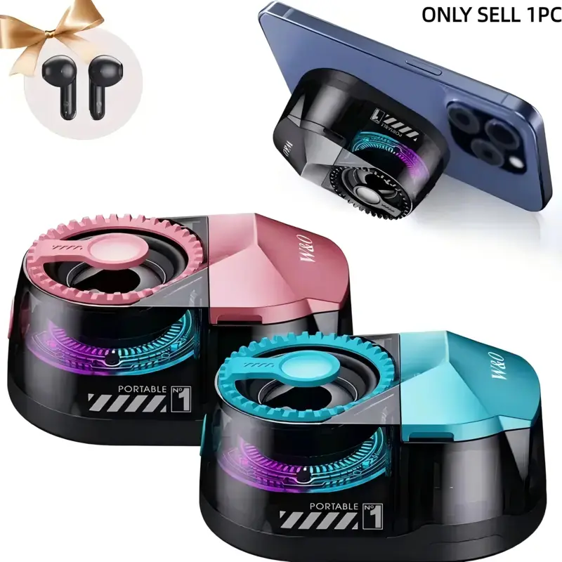 W&o Three-In-One Wireless Bluetooth-compatible Speaker, Includes Earbuds and Universal Stand, Surround Sound, Portable Desktop Gift, Home, Outdoor, Travel Use
