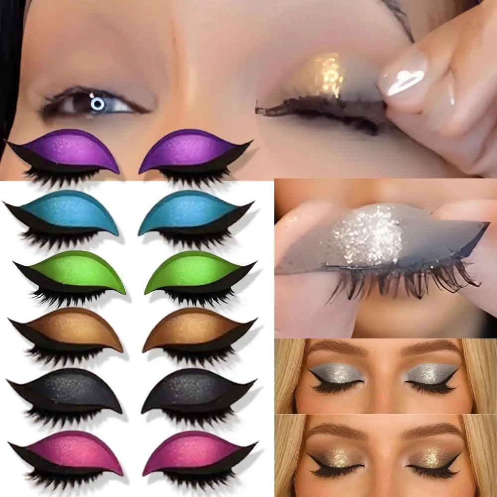 Reusable 1 Pair Lazy Eye Shadow Eyelash Patch 2-In-1 Eye Makeup Sticker With False Lashes & Shadow Waterproof Cosmetic Tools