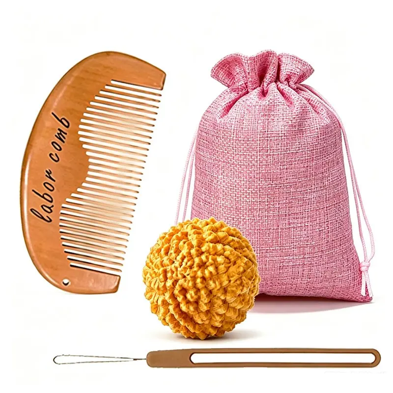 Birth Comb & Acupressure Massage Ball Set, Acupressure Tool, Labor and Delivery Essentials, Wooden Material, Sensory Focus, Hospital Bag Essentials, Mom-To-Be Gift