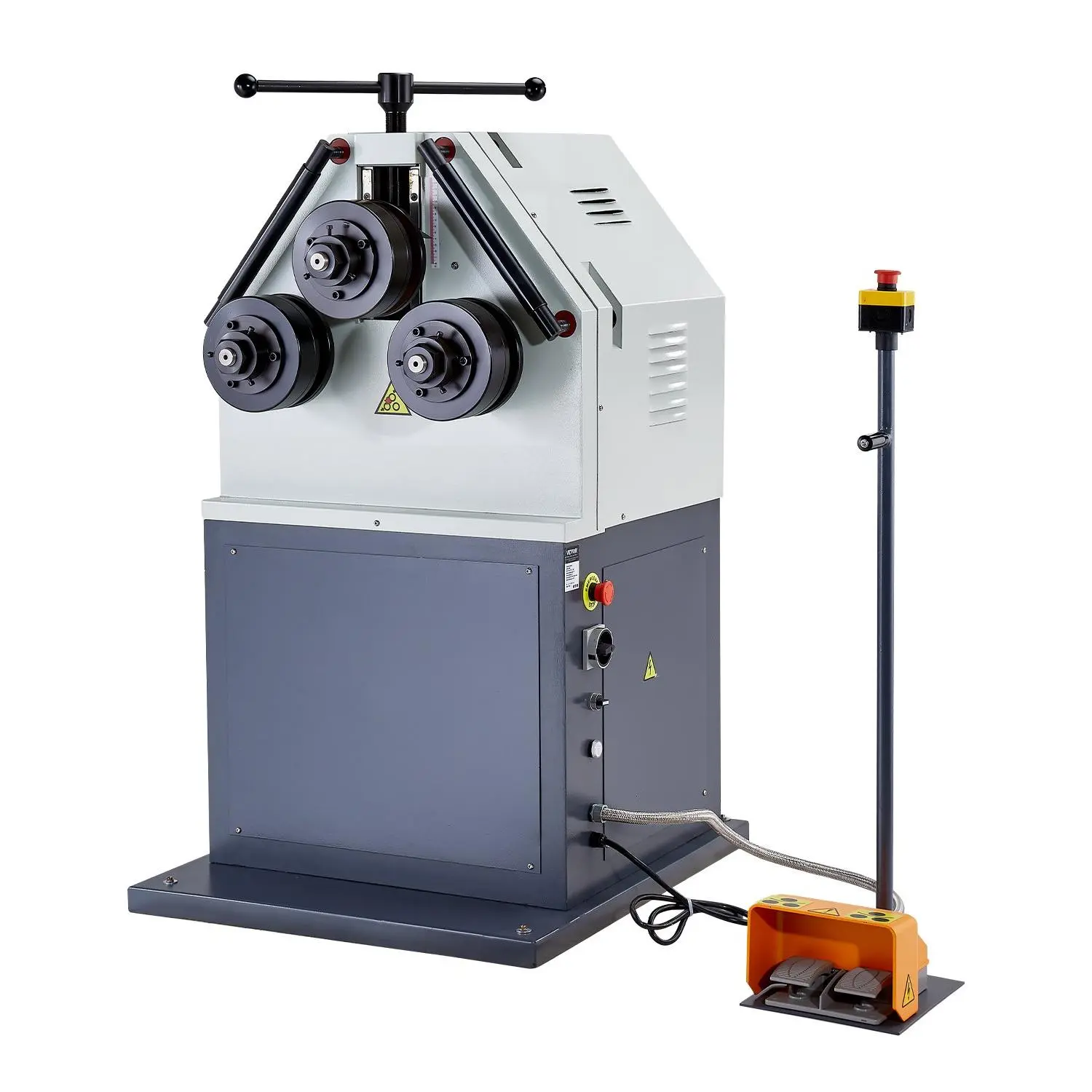 【DealsForYouDays】VEVOR 2.2KW Electric Roll Bending Machine, 3-Roller Electric Pipe Bender Machine with 180 Maximum Bending Angle Reversible Foot Switch, Support Horizontal/Vertical Operation (220V 60Hz 3-Phase)