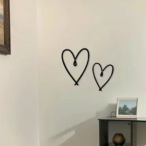 HELLOYOUNG 2pcs/ Set Unique Personalized Heart Shape Wall Art - Chic Aesthetic Metal Wall Sign, Perfect Valentine's Day Gift for Home, Living Room, Office & Bar Decor, Ideal for New Year & Birthday Celebrations