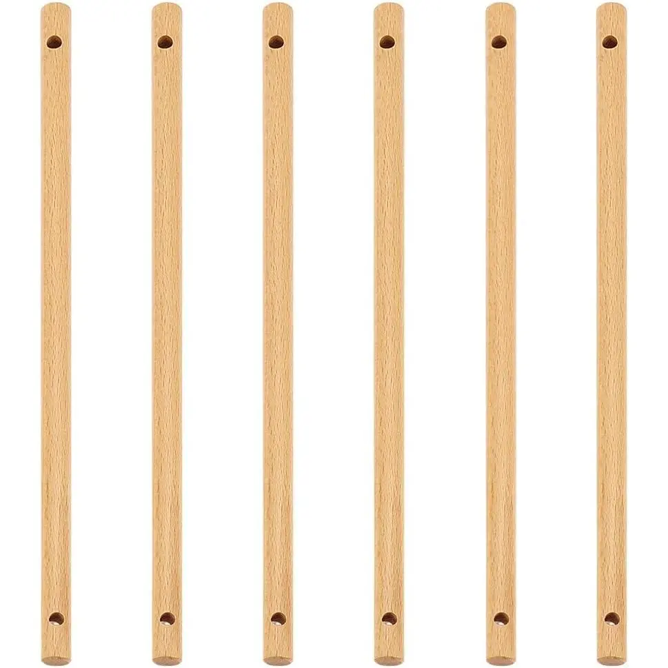 6 count Wooden Dowels with Two Holes, 11.8inch Navajo White Round Wooden Rod Sticks for Quilt Wall , Tapestry, Weaving, DIY Hardwood Craft, Hole: 5.5mm