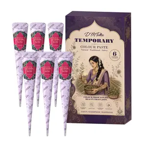 DM 6PCS herbal temporary henna drawing tattoo kit, mild plant pigment applies evenly. Sweatproof waterproof tattoo fades gently without needles, simple body paint for travel photos and party costume decoration, Temporary Tattoos.