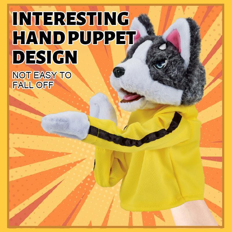 Wancool Yellow Martial Arts Costume Husky Dog Hand Puppet - Soft Plush Kids' Toy for Interactive Storytelling, Educational Role-Play, Christmas Gift with Christmas Gift Box