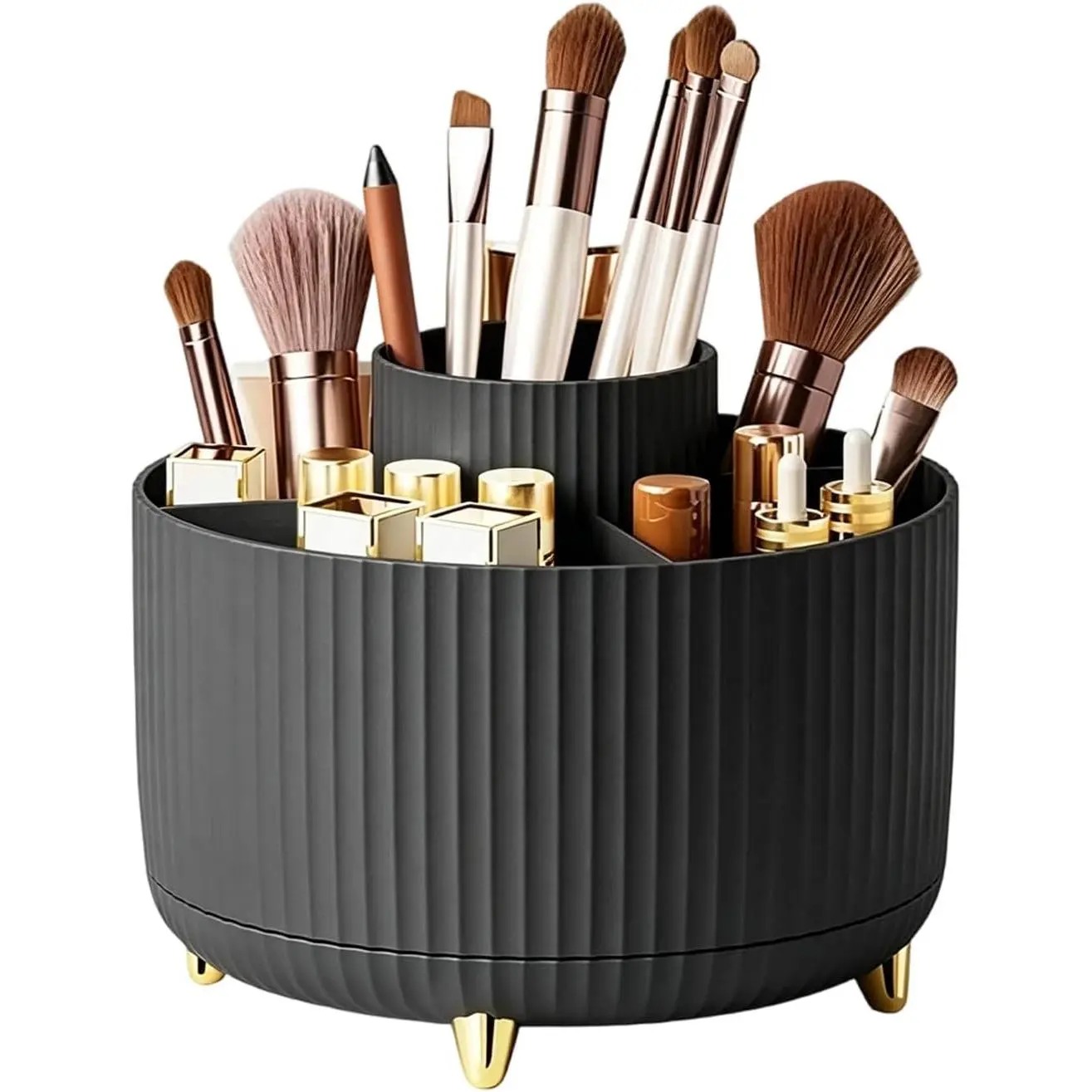 360° Rotating Makeup Brush Holder Organizer, Black | Makeup Organizers Countertop, Makeup Organization and Skincare Storage for , Desktop, Bathroom