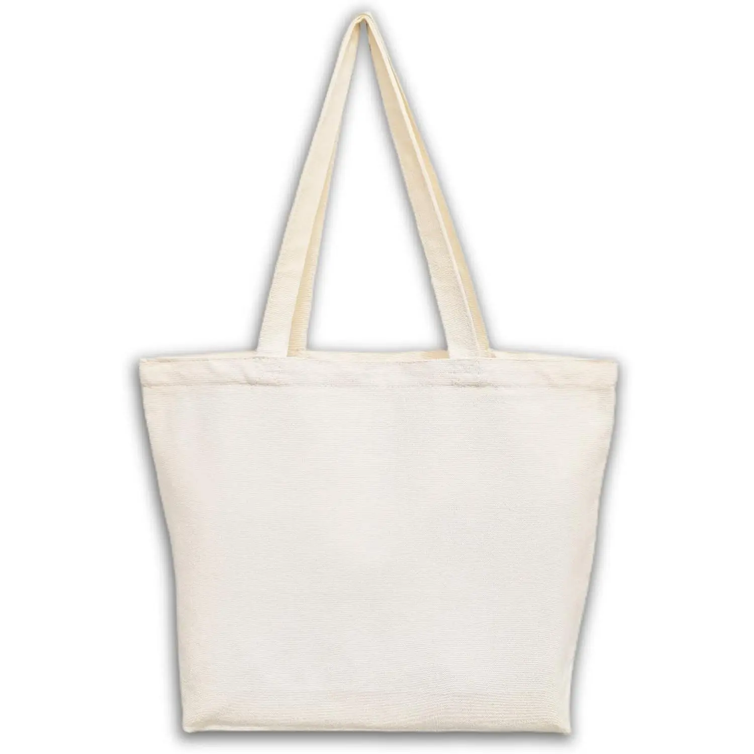 Minimalist Canvas Tote Bag - Durable Strong Fabric, Double Stitched, Lightweight, Zippered Pockets, Functional Shopping Cloth Bag, Ideal Gift