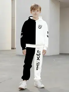 Boys Fashion 3D Print Casual Hoodie, Hoodies, Spring Fall Long Sleeve Sports Sweatshirt, Boys Outdoor Set, Fitted Geometric Style