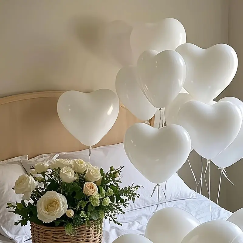 30 10 inch heart-shaped balloons - Elegant white latex heart shape, suitable for wedding, birthday, anniversary decoration - Party, celebration, home decoration - Durable latex balloons, celebration decoration, Birthday Decorations