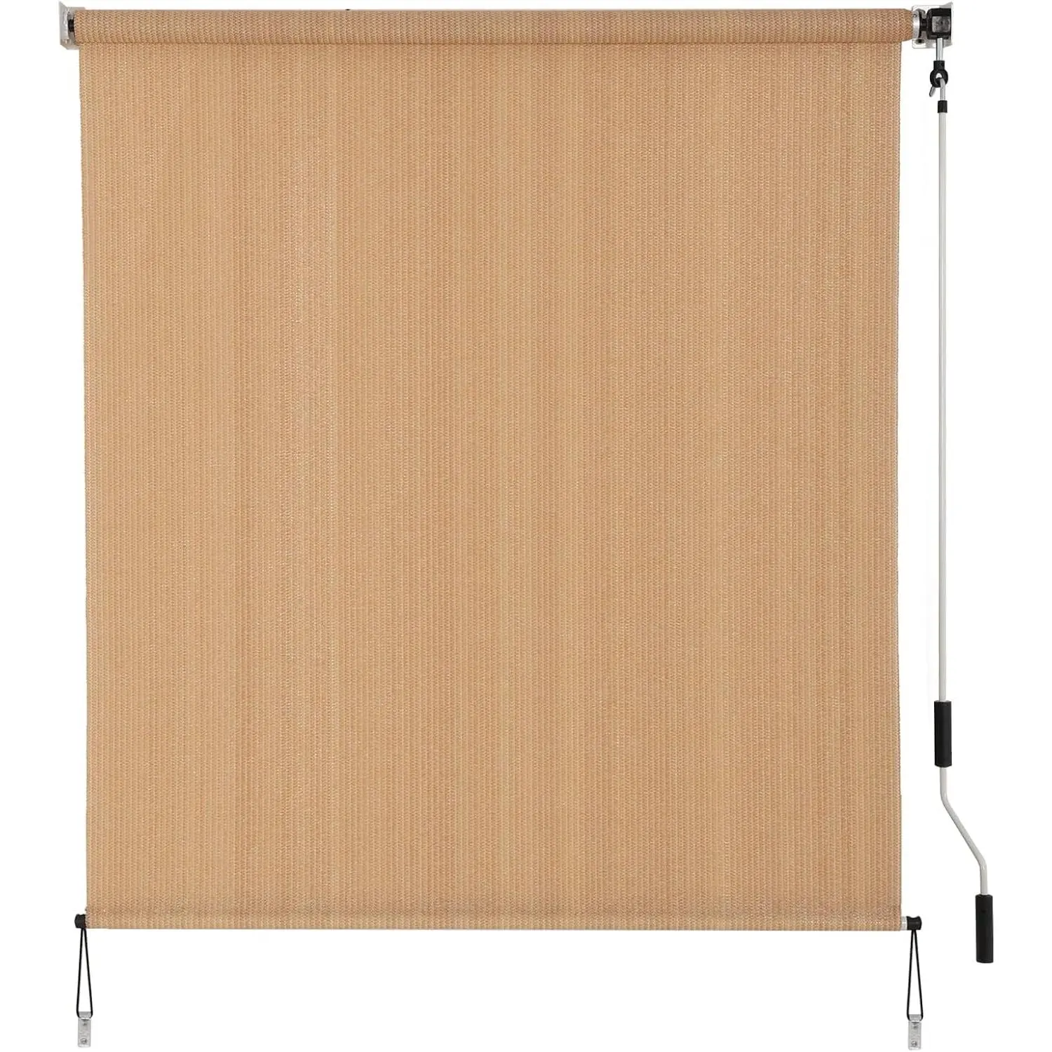 Outdoor Sunshade Roller Shade 4'W x 8'H (48" Wx96 H), Exterior Cordless Roll Up Shades Blinds, UV Protection Shade Cloth with Crank  for Outside Windows Patio Porch Gazebo, Walnut