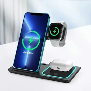 3-In-1 Wireless Charger, Multi-Device Compatible, Safe Efficient Charging, Adjustable Light, USB Port, Home Office Use